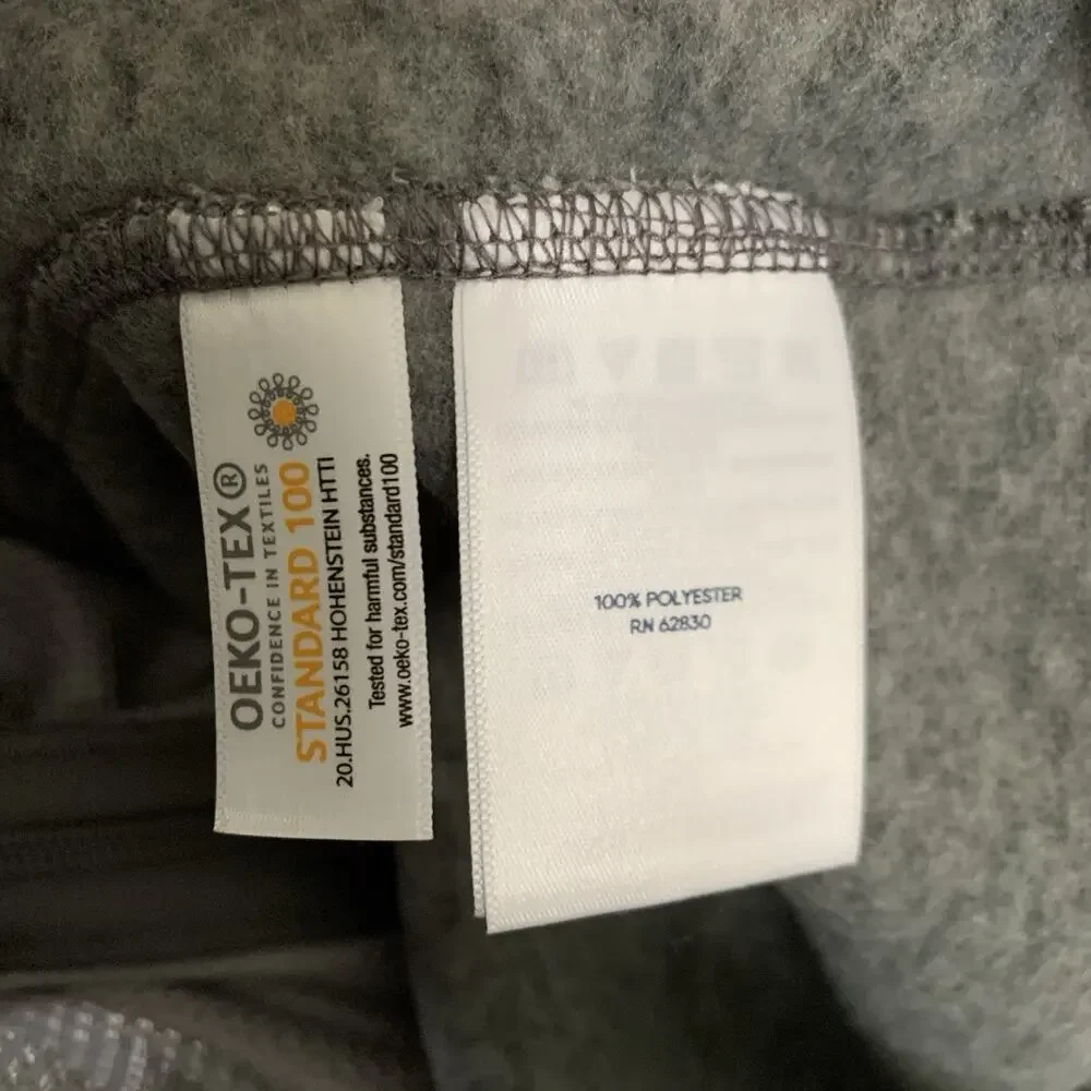 Lands End Full Zip Vest Men Large 42-44 Gray Knit Oeko-Tex Fleece Pockets Hiking